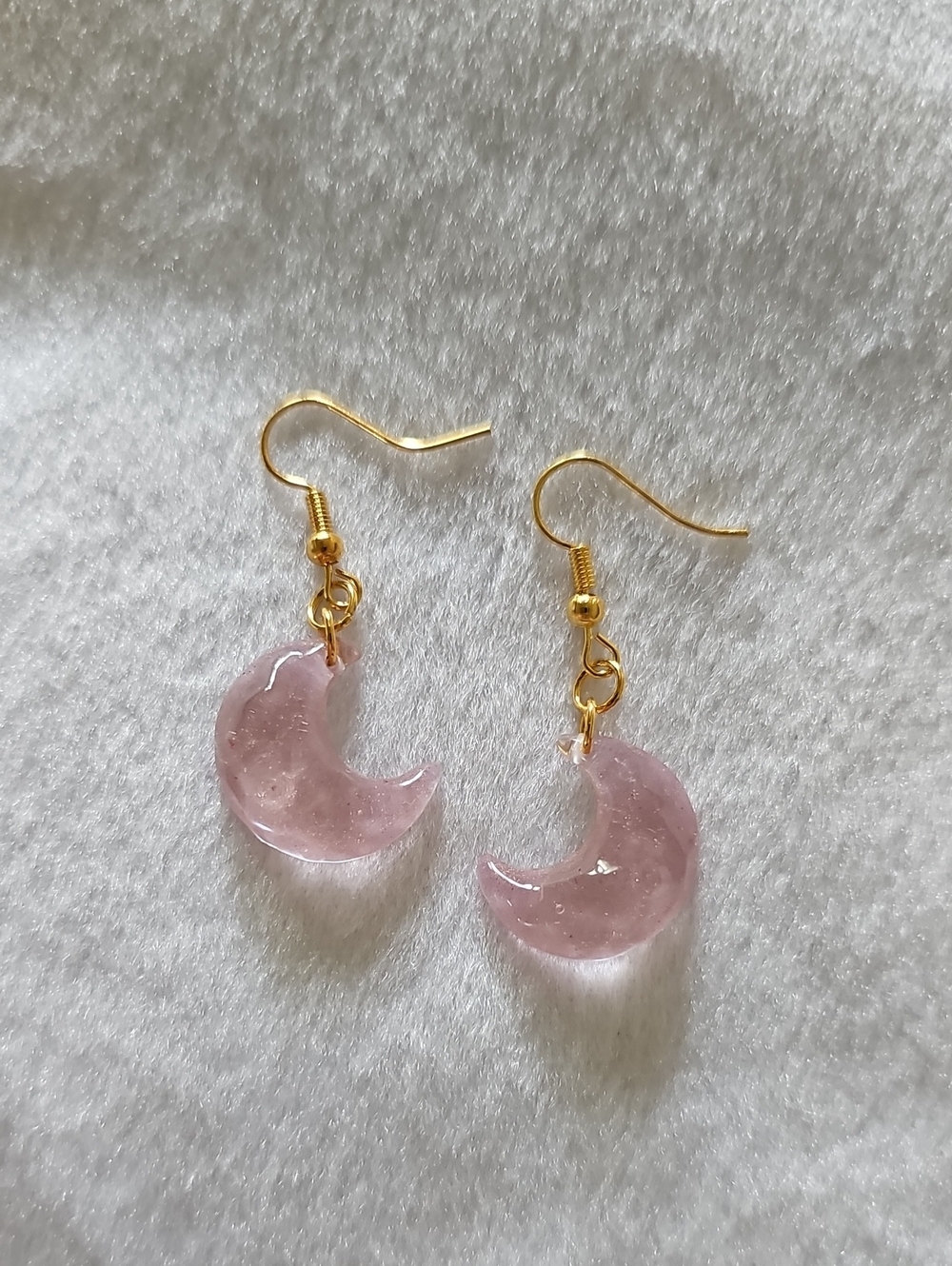 Pink Crescent Moon Drop Earrings